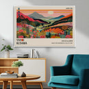 Yayoi Kusama Landscape Canvas Print, Vibrant Floral Mountain