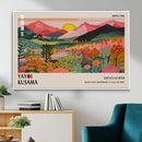 Yayoi Kusama Landscape Canvas Print, Vibrant Floral Mountain Art Print, Framed Botanical Wall Art -