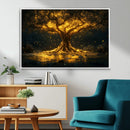Golden Tree of Life Canvas Wall Art Print - Majestic Glowing