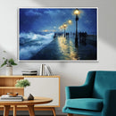 Abstract Stormy Ocean Pier Canvas Wall Art Print | Stormy
