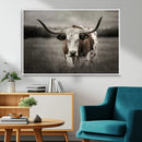 Texas Longhorn Cow Canvas Wall Art Print - Large Rustic