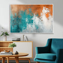 Vintage Abstract Print - Bold Teal and Orange Canvas Wall
