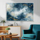 Large Abstract Print - Luxe Blue and Gold Abstract Canvas