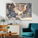 Abstract Blue and Gold Wall Art - Fluid Ink Artwork - Modern