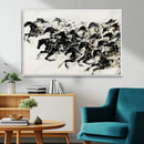Abstract Horse Wall Art Canvas Print - Dynamic Black Ink