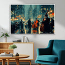 Urban Night Jazz Wall Art Canvas Print – Moody Rain-Soaked