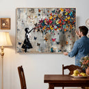 Butterfly Girl Wall Art – Vibrant Street Style Canvas Print,