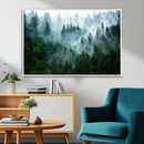 Misty Forest Wall Art Canvas Print – Framed Foggy Mountain