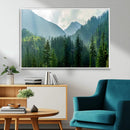 Misty Forest Mountain Wall Art Canvas Print – Framed Serene