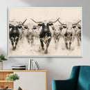Texas Longhorn Wall Art – Framed Cattle Walking Canvas by MyGreatCanvas | Canvas Wall Art Prints | Photo Prints & Wall Decor