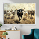 Texas Longhorn Wall Art – Framed Charging Cattle Canvas by MyGreatCanvas | Canvas Wall Art Prints | Photo Prints & Wall Decor
