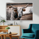 Texas Longhorn Wall Art Canvas Print – Framed Spotted Bull