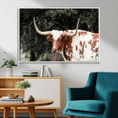 Texas Longhorn Wall Art Canvas Print – Framed Spotted Bull by MyGreatCanvas | Canvas Wall Art Prints | Photo Prints & Wall Decor