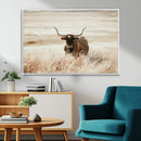 Texas Longhorn Wall Art Canvas Print – Framed Brown Horned