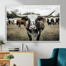 Texas Longhorn Wall Art – Framed Speckled Cow Canvas by MyGreatCanvas | Canvas Wall Art Prints | Photo Prints & Wall Decor