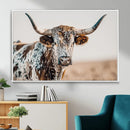 Texas Longhorn Wall Art – Framed Speckled Cow Canvas by MyGreatCanvas | Canvas Wall Art Prints | Photo Prints & Wall Decor