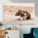 Texas Longhorn Wall Art Canvas Print – Framed Resting Bull by MyGreatCanvas | Canvas Wall Art Prints | Photo Prints & Wall Decor