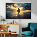 Jesus Walks Wall Art Canvas Print Framed Divine Sunset Art