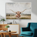 Texas Longhorn Wall Art Canvas Print – Framed Western Cow