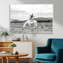 White Horse Wall Art Canvas Print – Framed Woman Rider