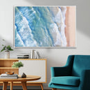 Aerial Ocean View Wall Art Canvas Print – Framed Soft Blue