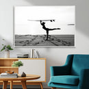 Yoga Surf Wall Art Canvas Print – Framed Black White Shore by MyGreatCanvas | Canvas Wall Art Prints | Photo Prints & Wall Decor