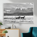 Wild Horses Wall Art – Framed Black White Mountain Canvas by MyGreatCanvas | Canvas Wall Art Prints | Photo Prints & Wall Decor