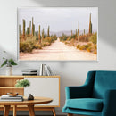 Desert Cactus Lined Road Wall Art Canvas Print – Framed by MyGreatCanvas | Canvas Wall Art Prints | Photo Prints & Wall Decor