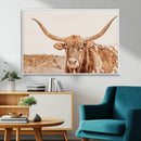 Longhorn Bull Wall Art Canvas Print – Framed Western Cow