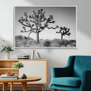 Joshua Tree Wall Art Canvas Print – Framed Monochrome Desert