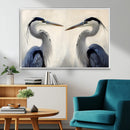 Blue Heron Pair Wall Art Canvas Print – Framed Coastal Bird