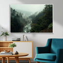 Misty Forest Wall Art Canvas Print – Framed Foggy River