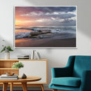 Golden Hour Wall Art Canvas Print – Framed Tranquil Waves