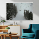 Ski Lift Wall Art Canvas Print – Snowy Pines Misty Landscape
