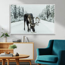 Moose Snow Wall Art Canvas Print – Framed Winter Wildlife