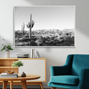 Saguaro Cactus Wall Art Canvas Print – Framed Monochrome