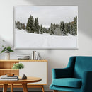 Frosty Pines Wall Art Canvas Print – Framed Silent Snowfall