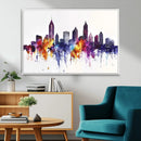 Atlanta Skyline Wall Art Canvas Print – Framed Colorful