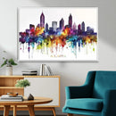 Atlanta Skyline Wall Art Canvas Print – Framed Colorful