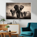 Elephant Family Wall Art Canvas Print, Framed Elephant Wall