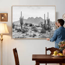 Black White Arizona Desert Canvas Wall Art Cactus Farmhouse