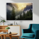 Misty Forest Sunrise Mountain Valley Pine Trees Foggy by MyGreatCanvas | Canvas Wall Art Prints | Photo Prints & Wall Decor