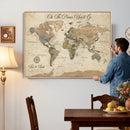 Personalized Custom World Map Wall Art Canvas Print – Travel