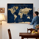 Custom Push Pin World Map Wall Art Canvas Print –