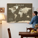 Personalized Push Pin World Map Canvas Print – Custom Travel