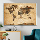Push Pin World Map Canvas Print – Travel Tracker Wall Art