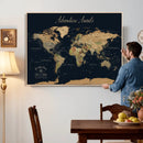Custom Push Pin World Map Wall Canvas Print – Personalized
