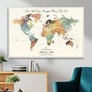 Detailed Custom World Map Print – Framed Custom Push Pin