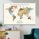 Detailed Custom World Map Print – Framed Custom Push Pin