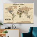 Personalized Push Pin Map with Pin Wall Art Canvas Print –